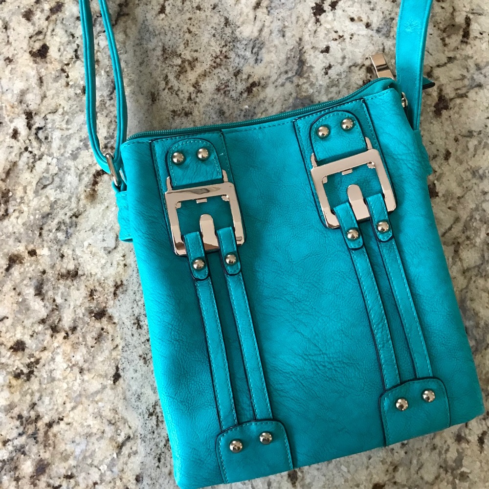 Teal cross over purse